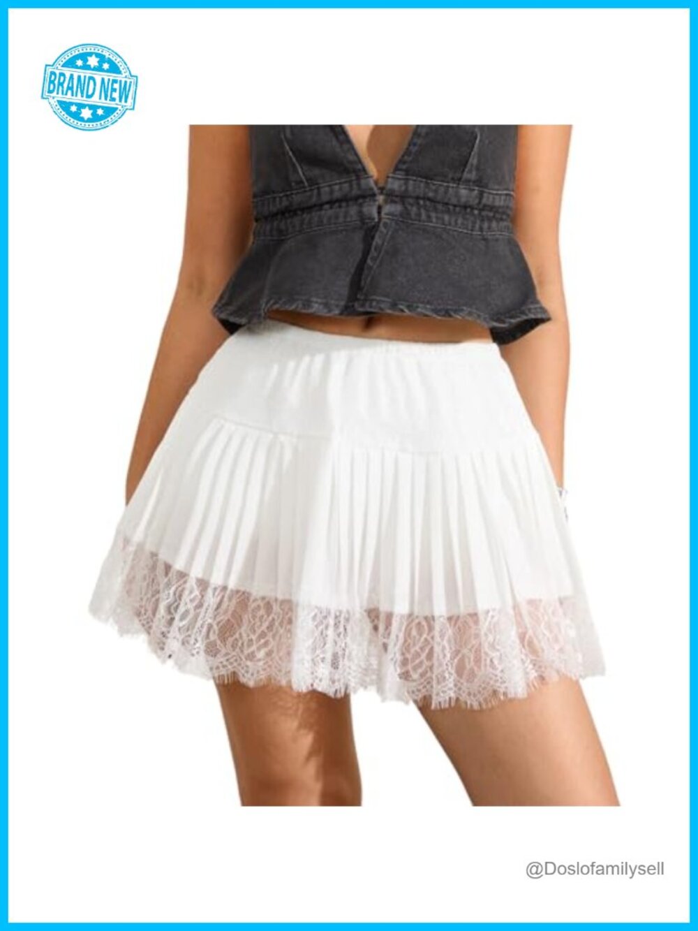 Lace Half Slip Skirt Elastic Waist Ruffle Pleated Underskirt